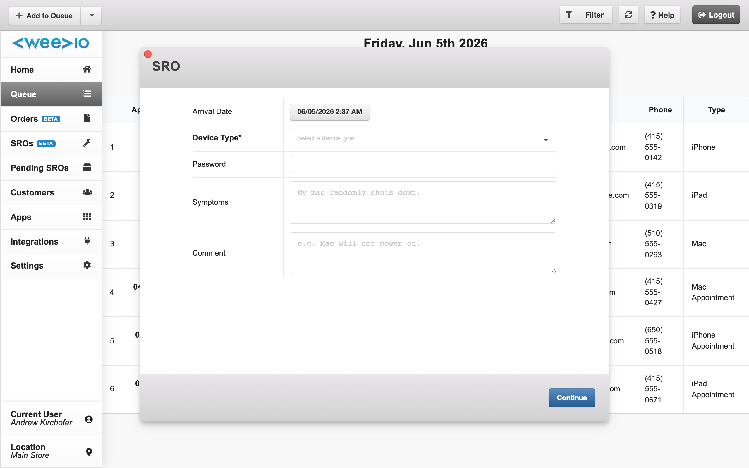 SRO workflow modal showing the step progress indicator